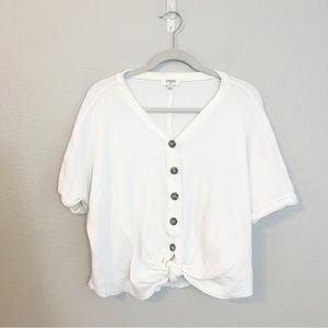 Umgee Waffle Tie Front Short Sleeve‎ Boutique